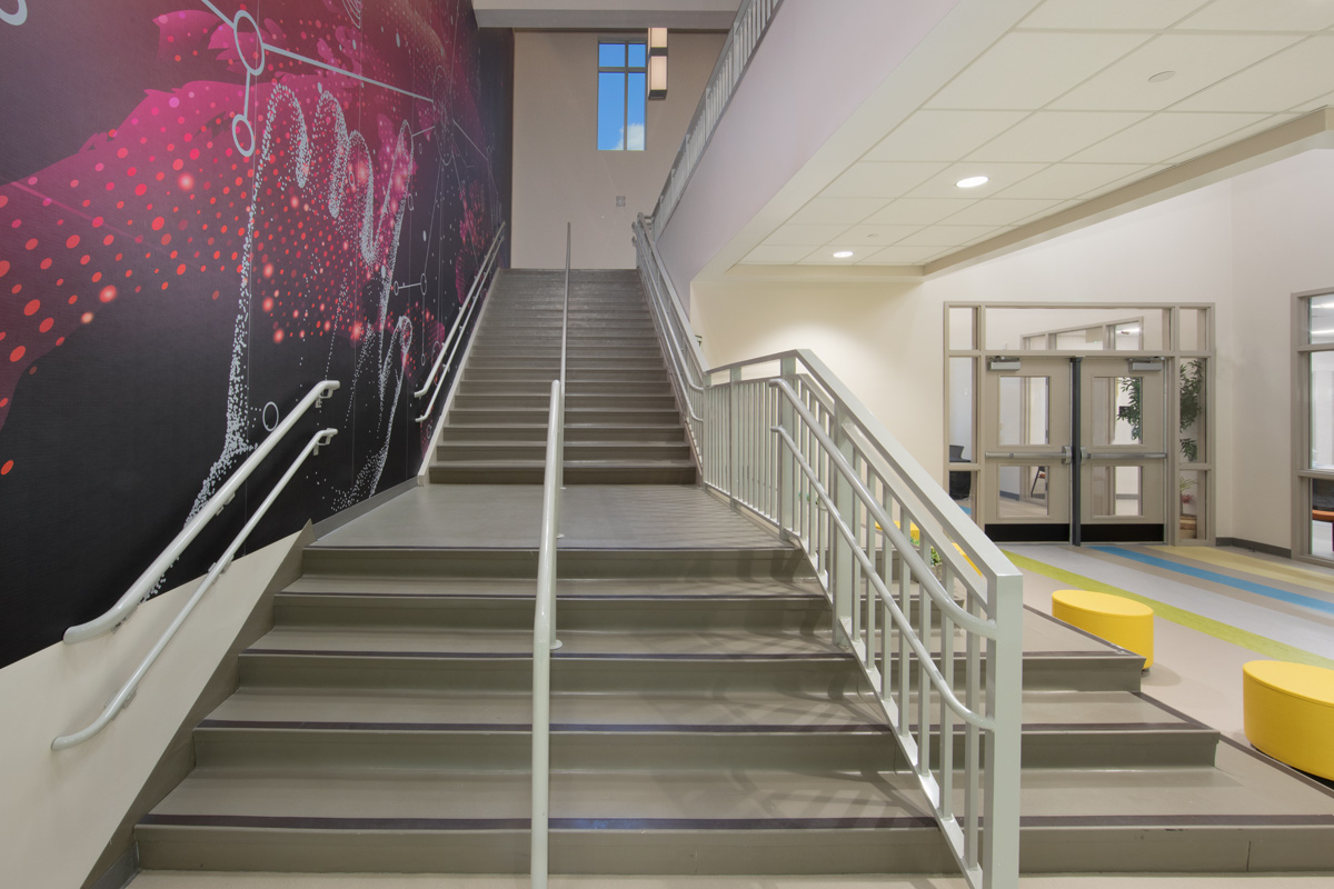 Andrea Castillo K8 school lobby staircase.